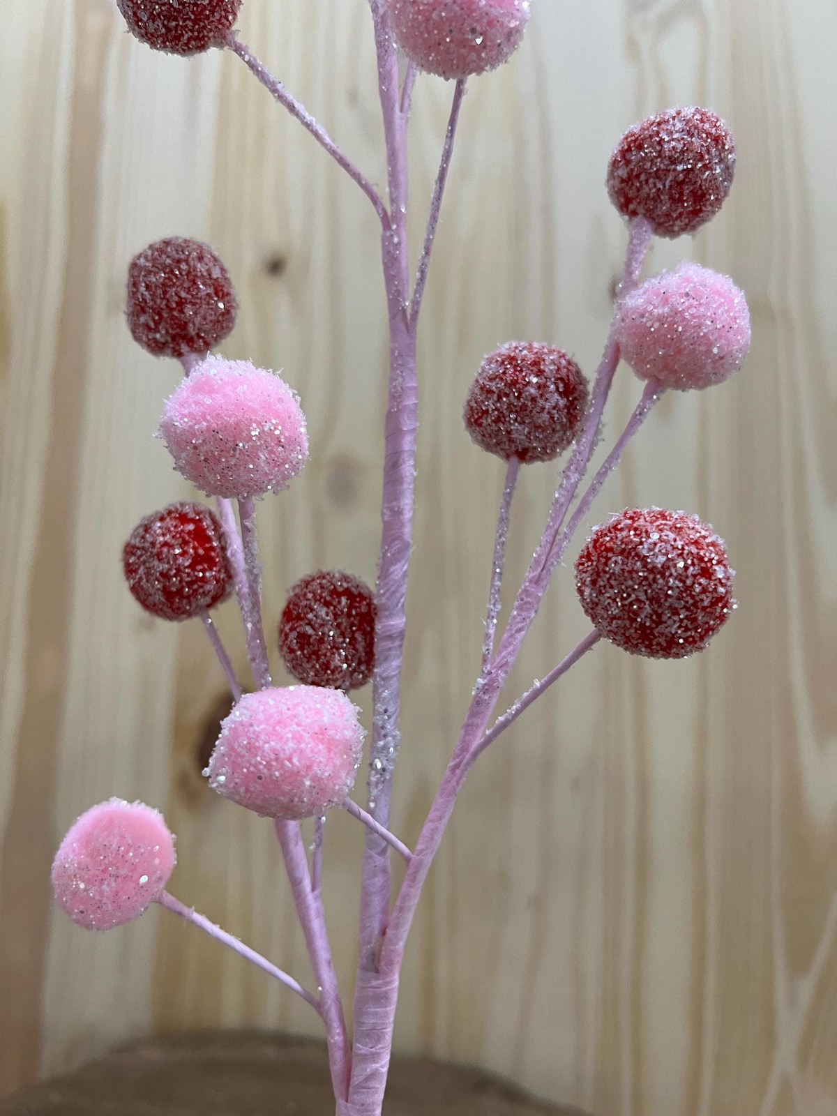 21″ Pink Red Glitter Berry Spray Stem Christmas Valentine Holiday Floral Decor