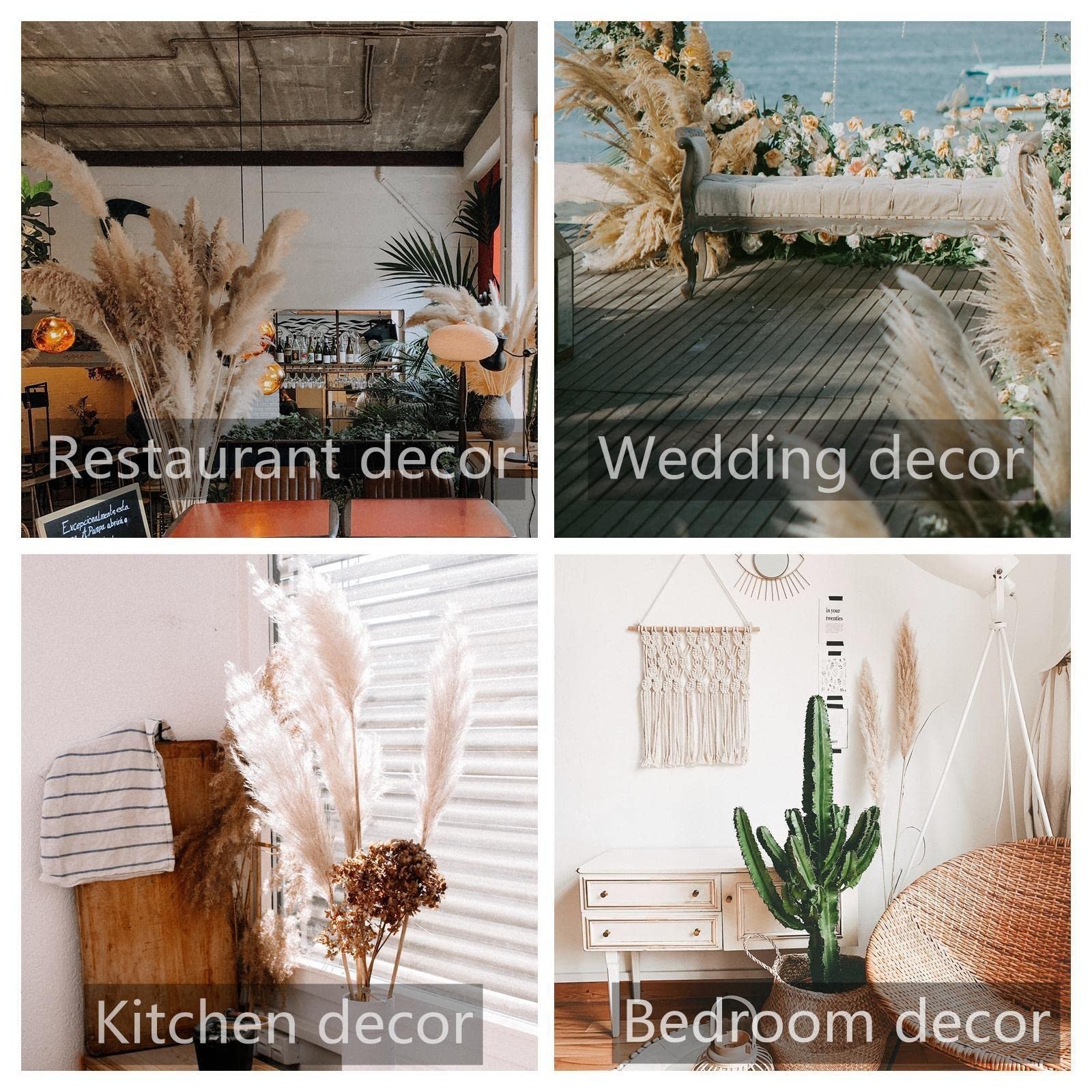 40″ Natural Pampas Grass Stems – Tall Boho Decor for Weddings, Parties & Farmhou