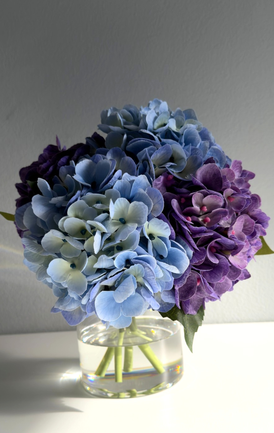 Faux Series BLUE+PURPLE Indoor Artificial Silk Hydrangea Bouquets with Stems