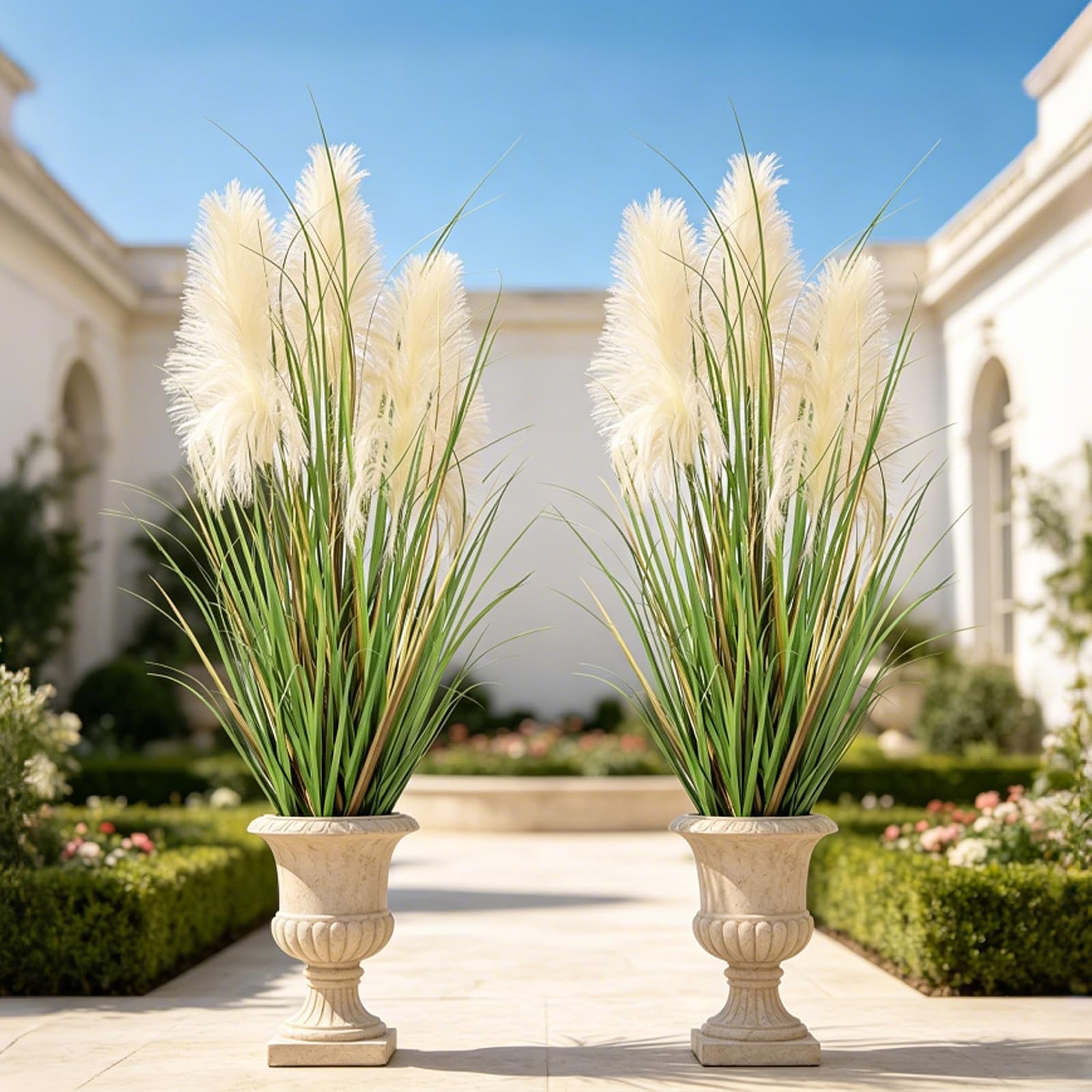 3ft Artificial Pampas Cattail Reed Grass Potted,35in Boho Fake Onion Grass Pl…