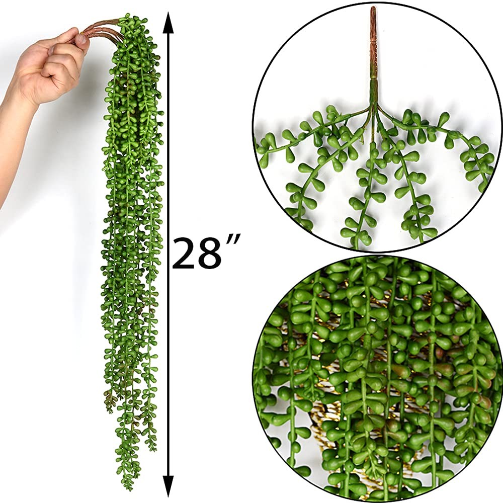 CLONG 3pcs Artificial Fake String of Pearls Plant Faux Succulents Hanging Plants