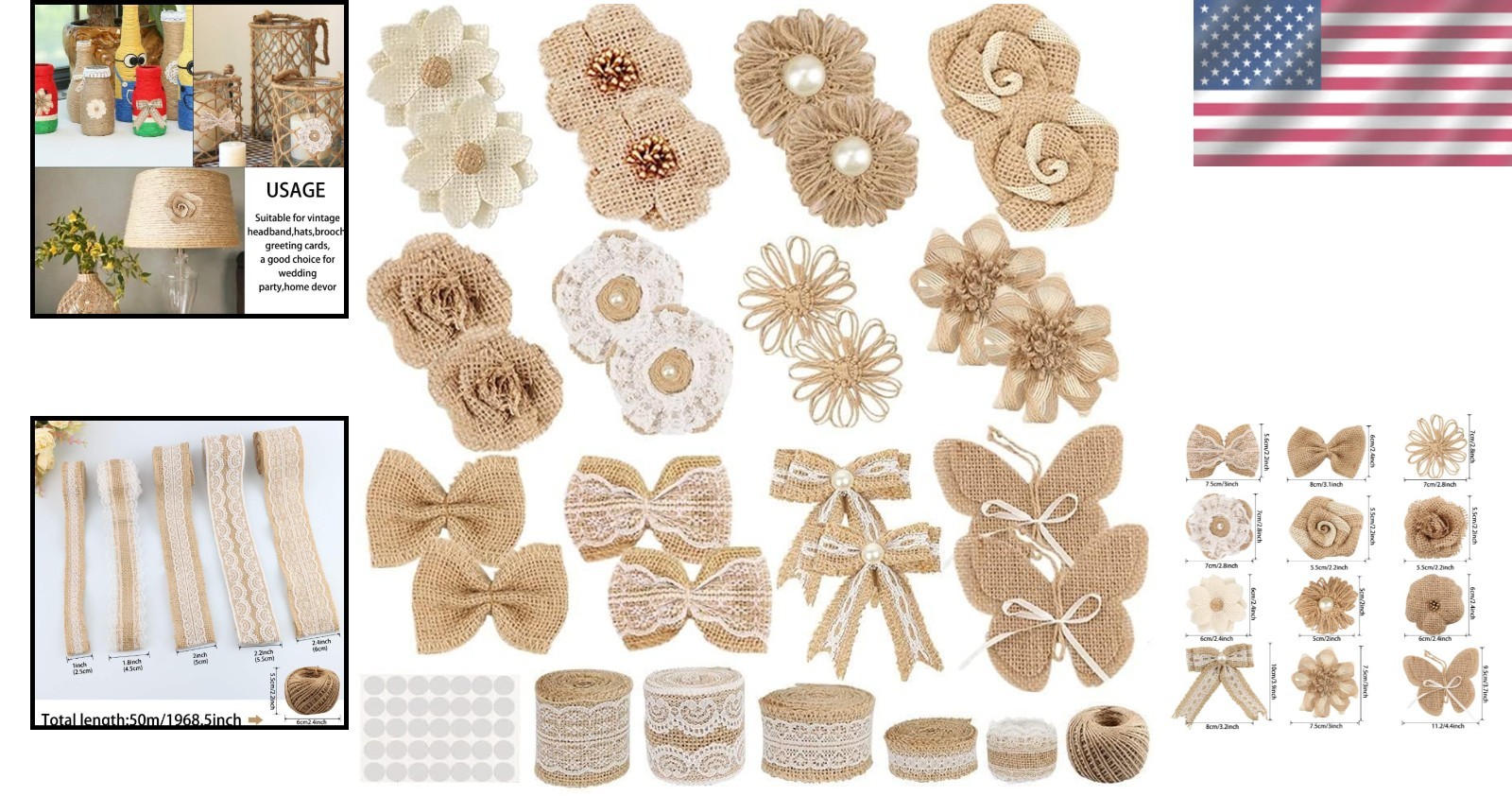 30PCS Rustic Burlap Flowers Set: Perfect for Weddings & DIY Crafts Elegance