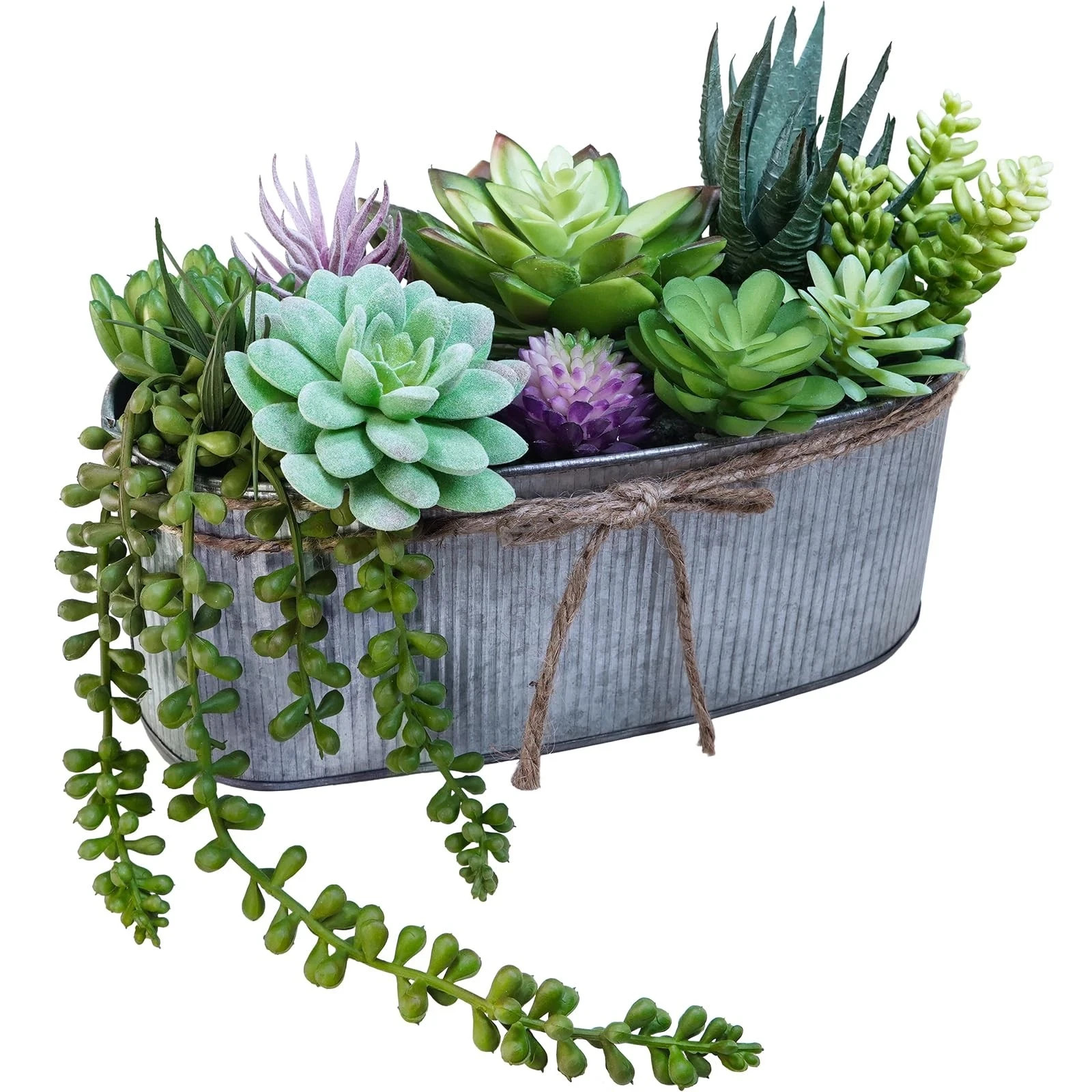 10″ Artificial Succulent Arrangement Centerpiece Fake Succulent Plants in Rus…