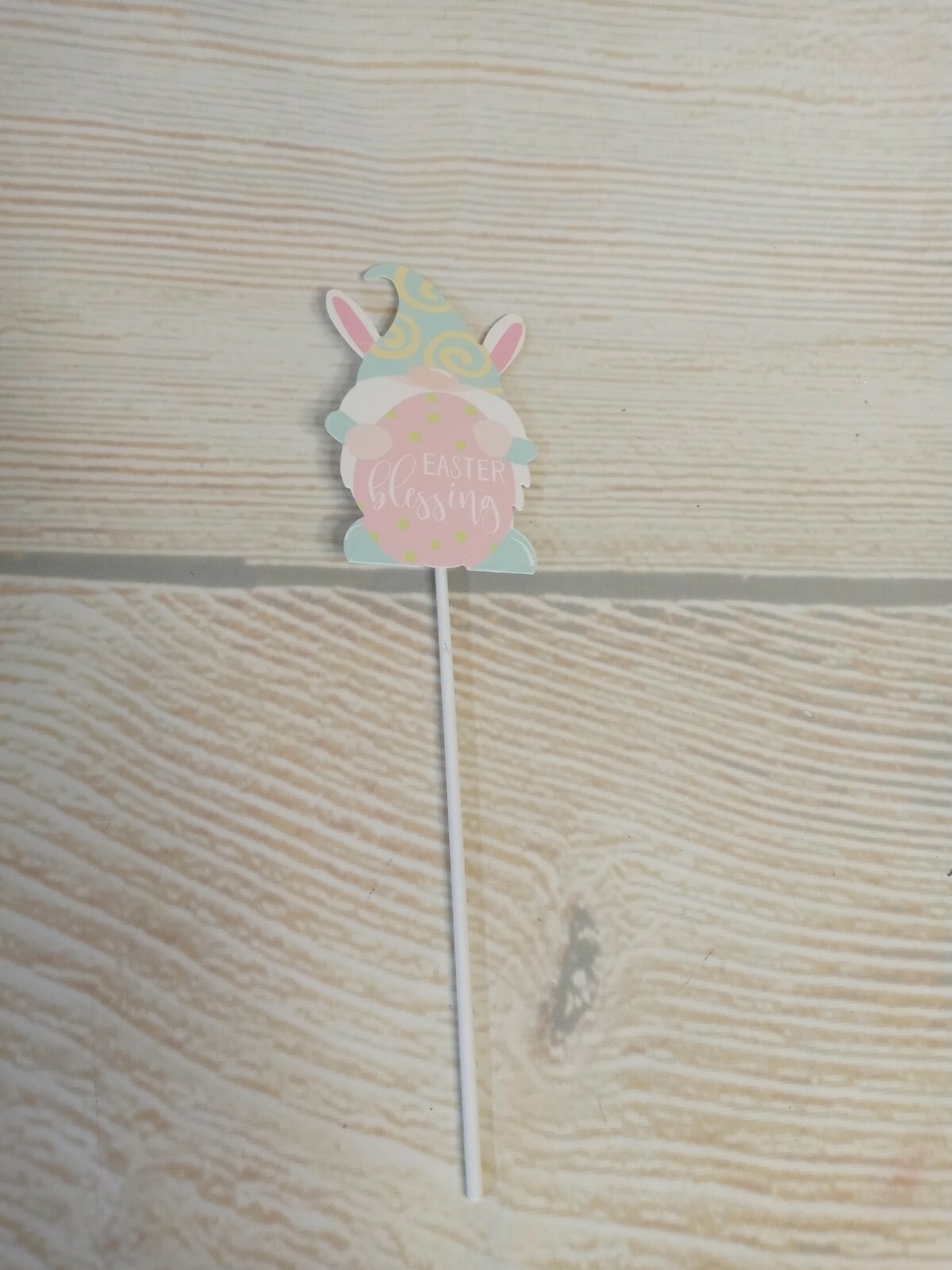 ~New! “Easter Blessing” Gnome Metal Pick Floral Wreath Decor Bunny Egg Tier Tray
