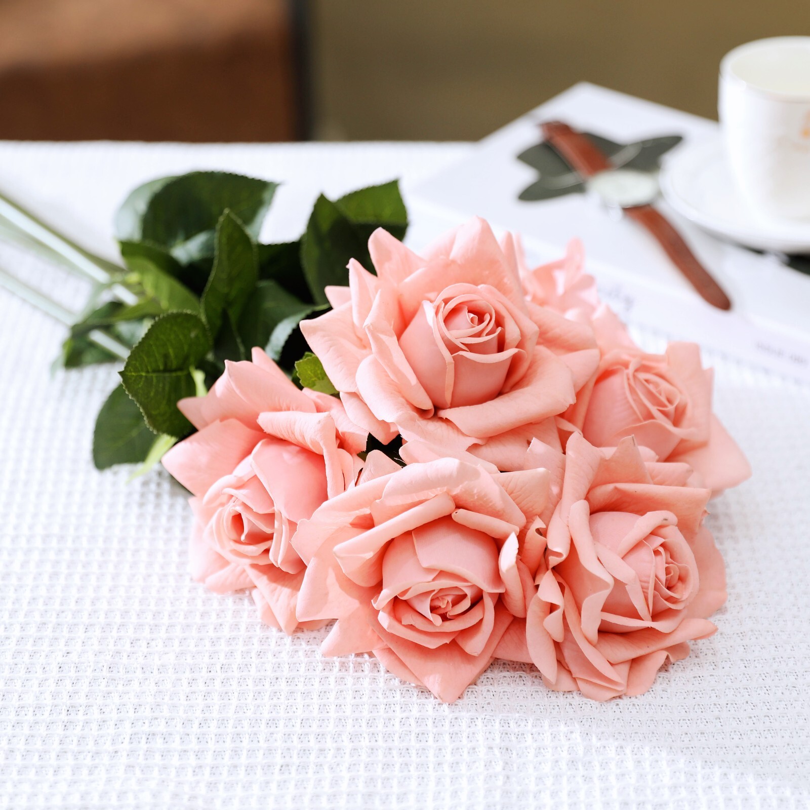 6-Pcs Artificial Rose High Simulation Bionic Technology Flowers Gift