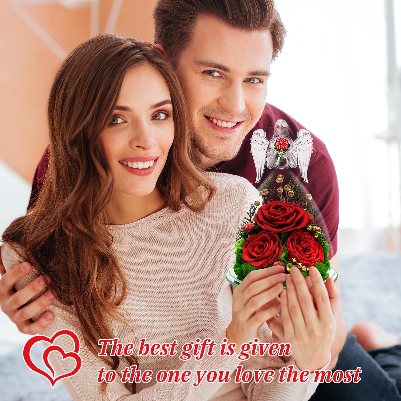 Gifts for Preserved Red Roses in Glass Angle Forever Red Flowers Gift for , M…