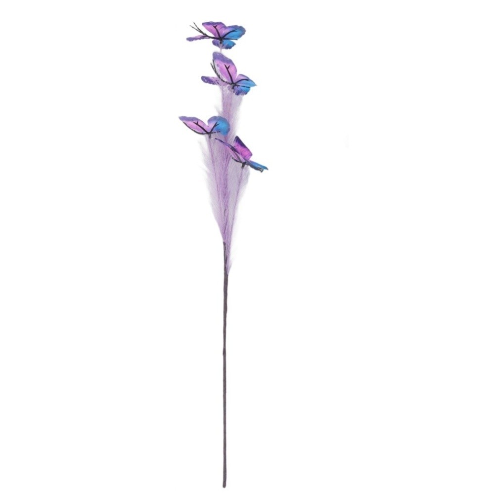 Artificial Butterfly Flower Stalk 65x6cm Purple Plastic Silk for Party Home Use