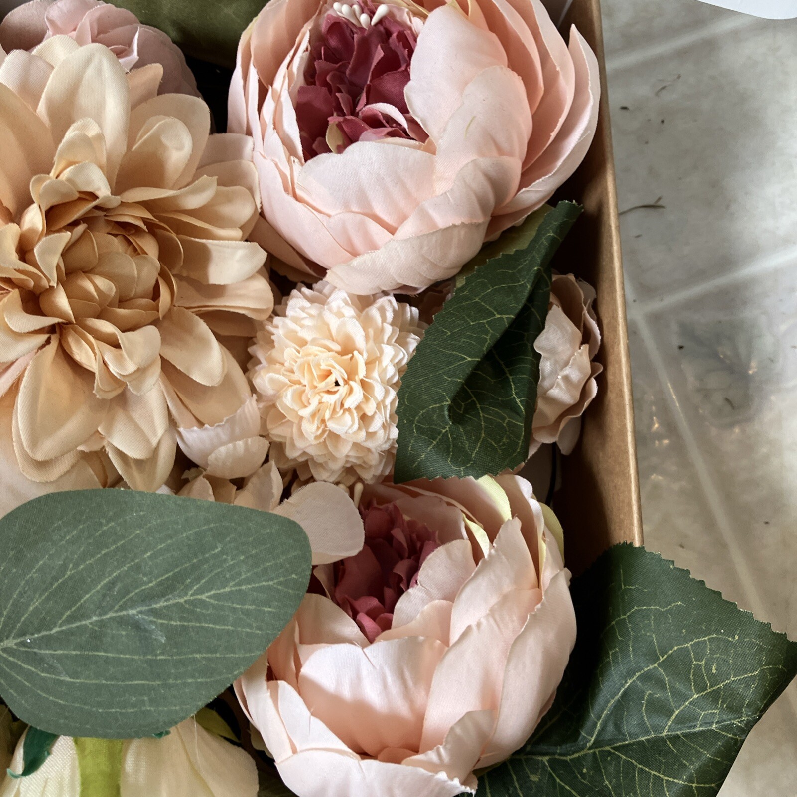 15 Artificial Peony Flower Champagne Pink Wedding Bouquet Flowers Home Decor