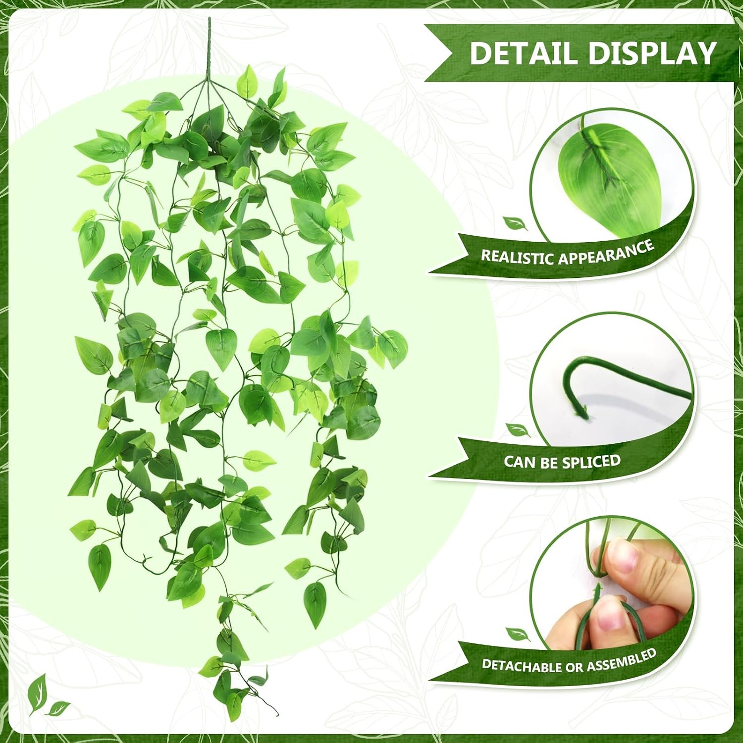 2-Pack Fake Hanging Plants, Faux Hanging Plant Artificial Greenery for Living