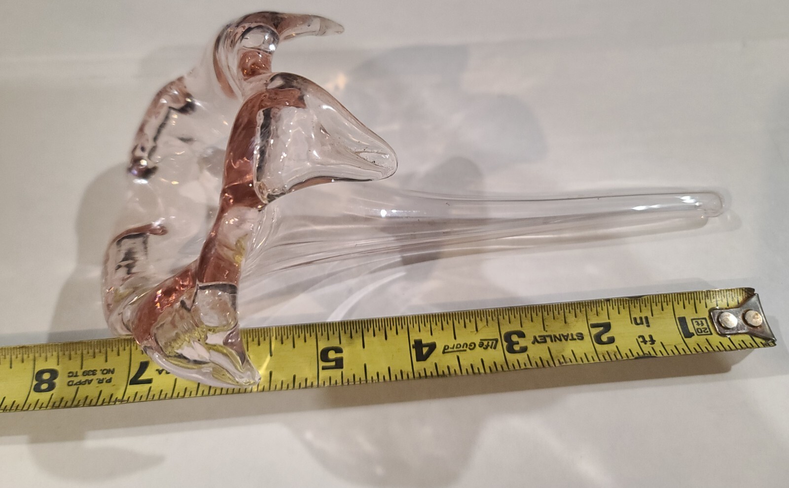 Vintage Antique Pink Art Glass Flower Lily On Stem Hand Blown 7” Bud Vase Starts