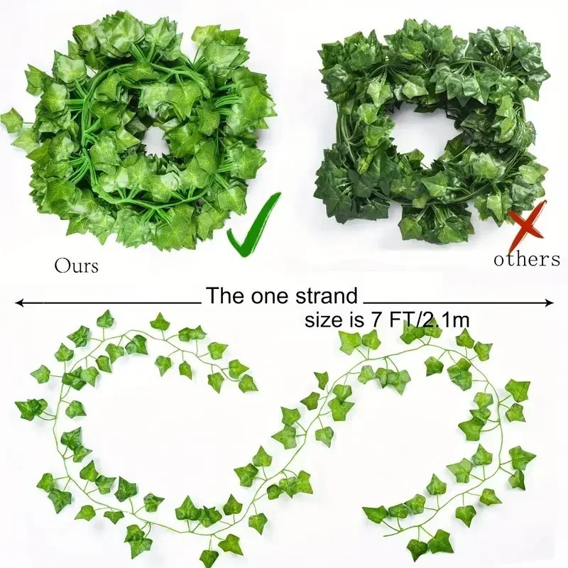 Artificial Green Ivy Vine Garland Fake Hanging Leaves Plant Home Garden Wedding