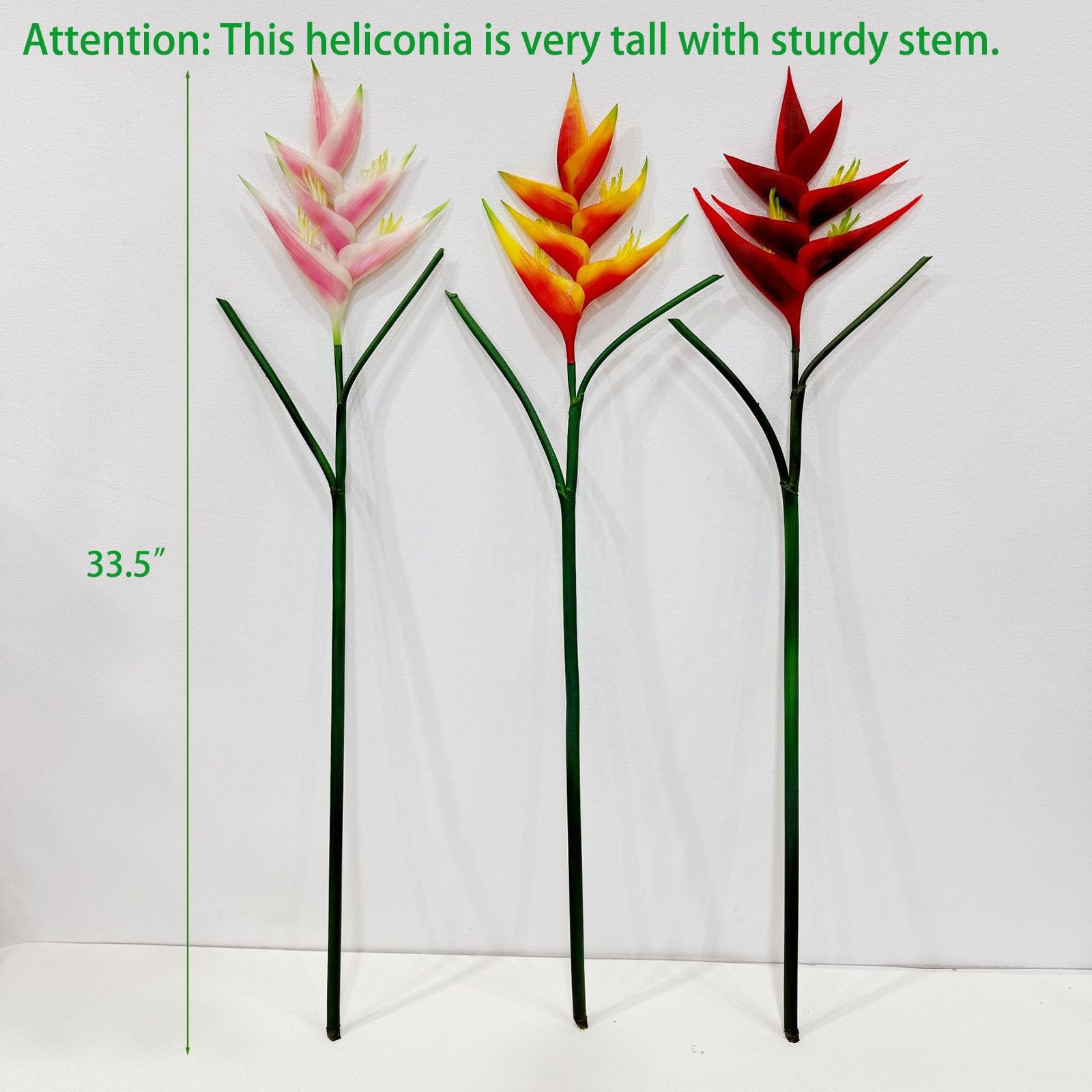 4 PCS Red Artificial Heliconia Fake Bird Of Paradise Flowers Fits 33.5 Inch