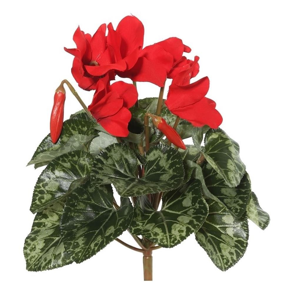 Vickerman 11″ Contemporary Fabric Artificial Cyclamen Bush with 25 Leaves in Red