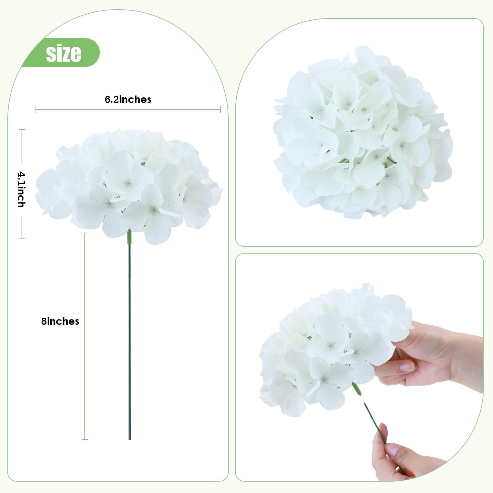 105pcs Fake Flowers White Hydrangea Artificial Flowers Bulk (Not Squished, No…