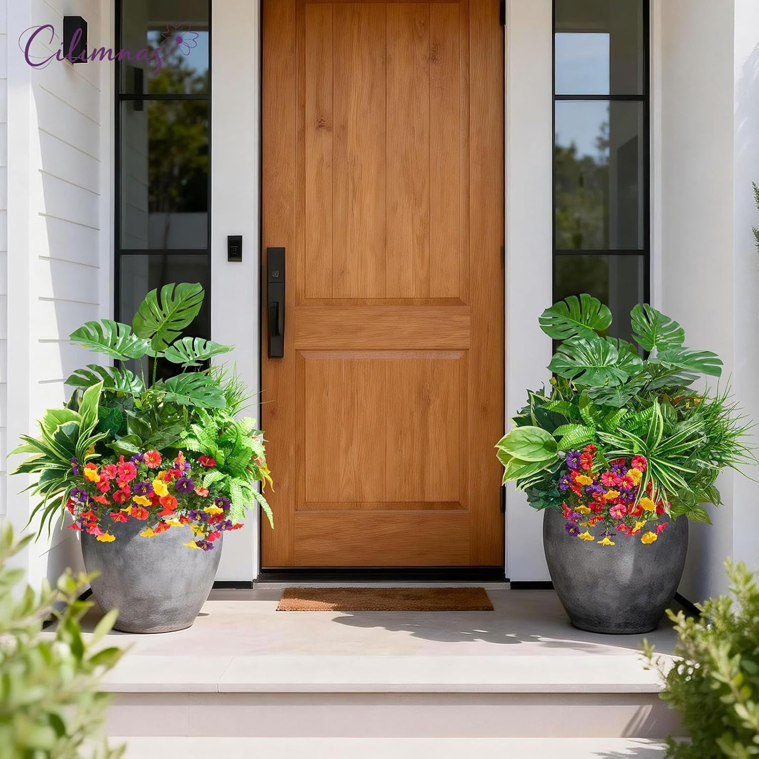 18Pcs UV Resistant Faux Plants for Outdoor Decor, Garden & Patio Use