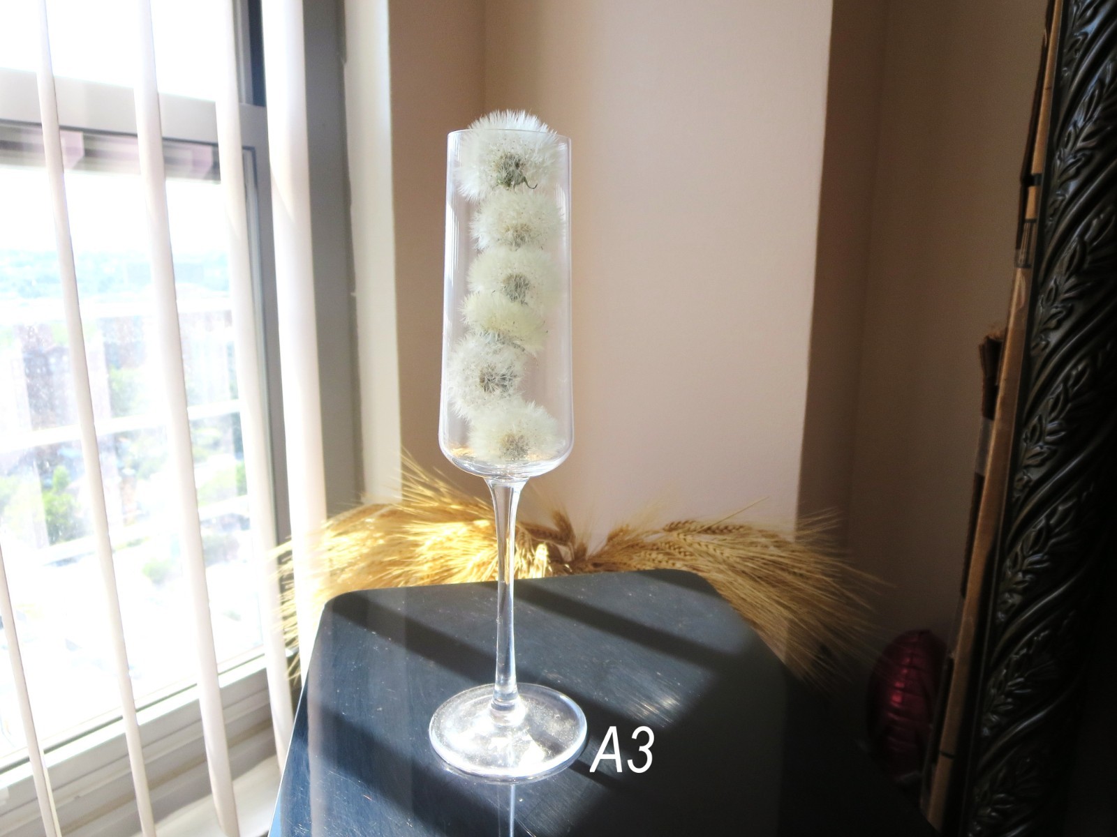 Dandelion In Glass Decoration Plant Flower Home decor Gift for her
