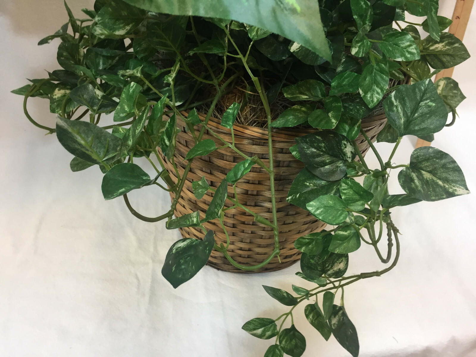 30″ Artificial Dieffenbachia & Ivy Plants Potted Bush Palm In Basket Realistic