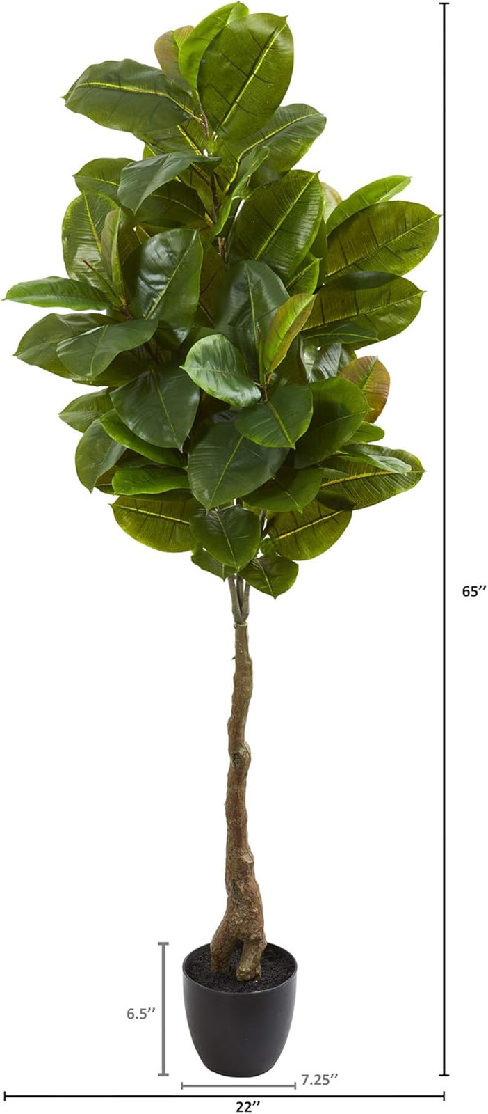 Lifelike 65″ Rubber Leaf Artificial Tree – Real Touch Indoor Decor