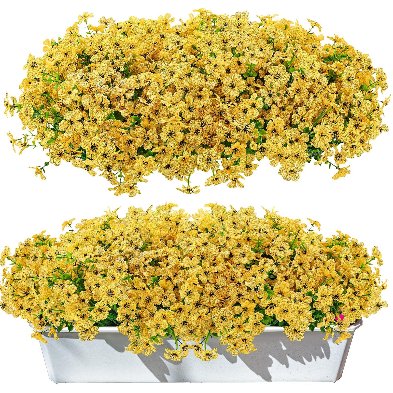 Ovveroche 56 Yellow Bundles Artificial Fake Plants Flowers for Outdoor Decora…