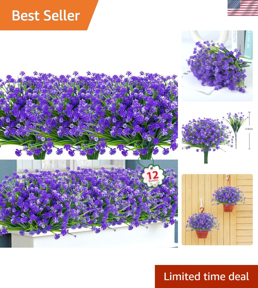 Vibrant 12 Pack of Purple Faux Flowers – Indoor & Outdoor Decoration Solution