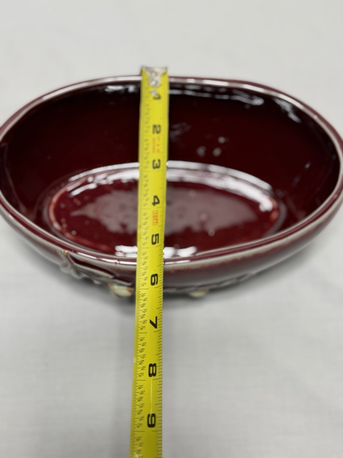 Set Of 2 Flower Pots Redwing Possibly Holly And Pine Motif Burgundy Oval, Square