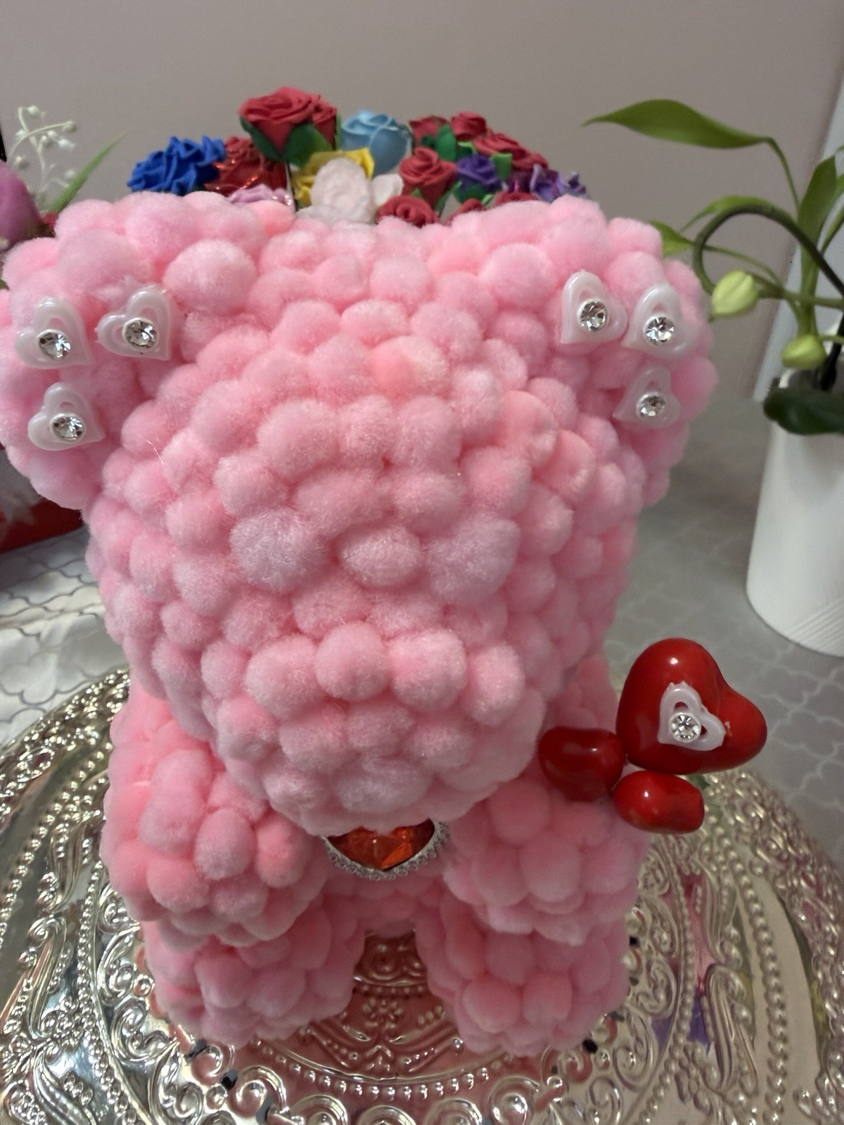 Adorable Pink Marshmallow Teddy Bear 9″-Unique Handmade Gift for Mother’s Day