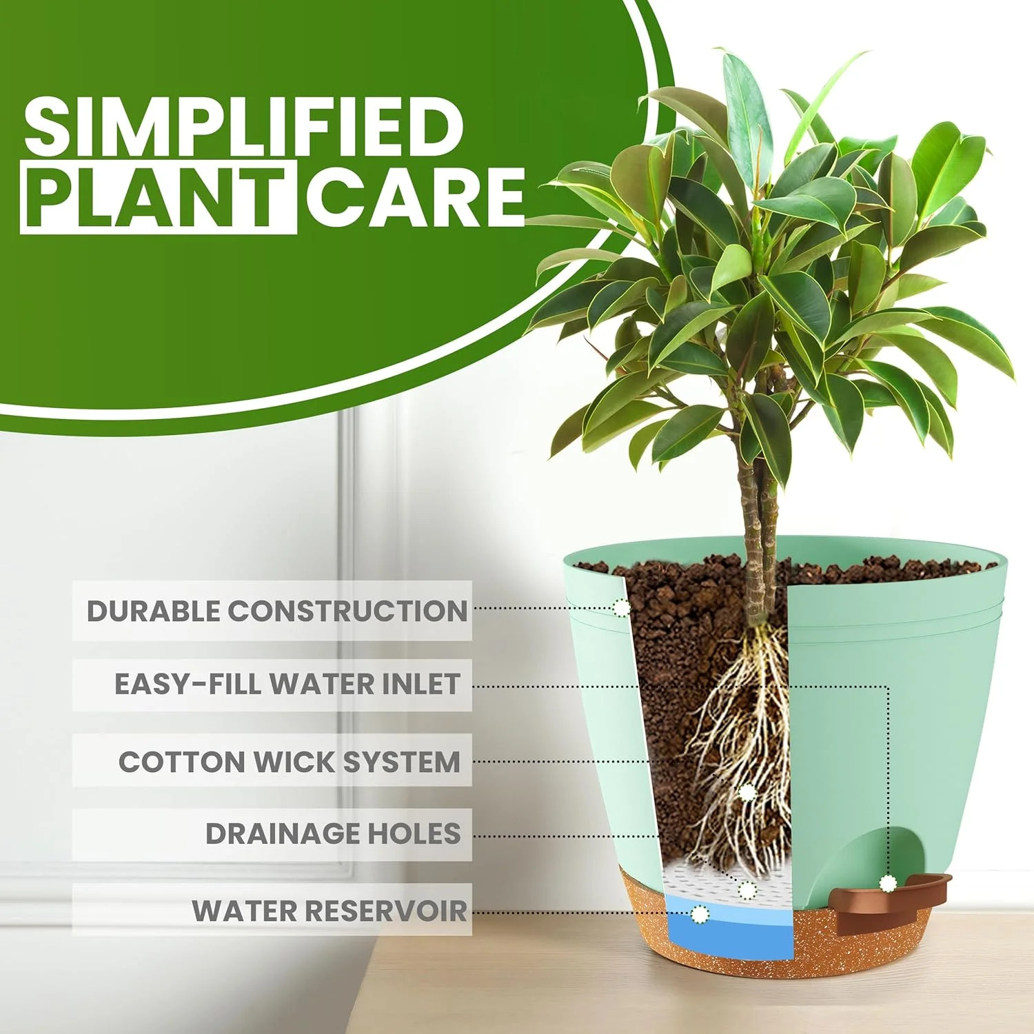Utopia Home Self Watering Pots for Indoor Plants, Planters for Indoor Plants, Mu