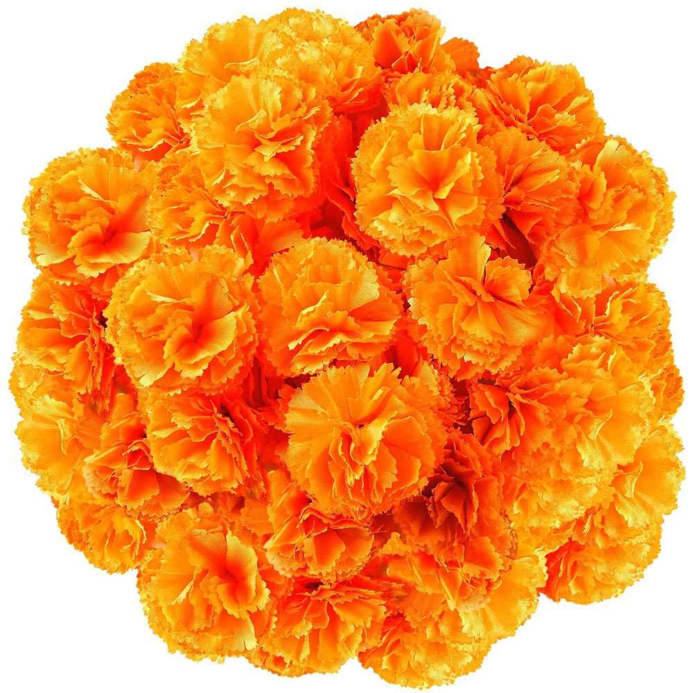 30 Pcs Marigold Flower Heads Artificial Flowers Day of The Dead Halloween Party