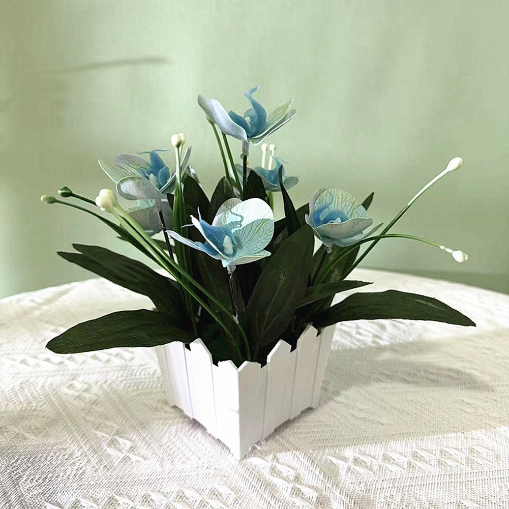 Fake Phalaenopsis Orchid Potted Plant Plastic Flower for Living Room Decor