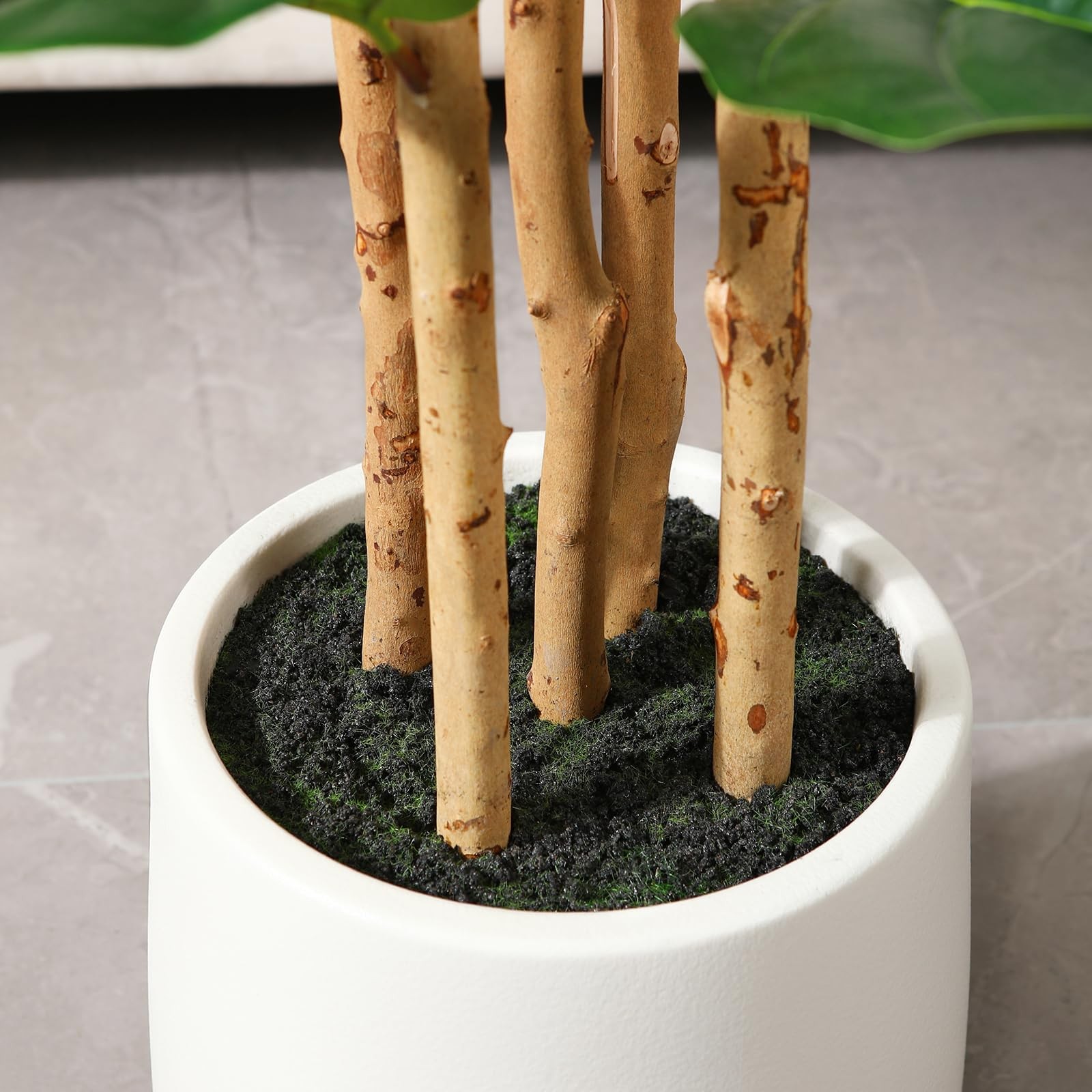 7ft Artificial Fiddle Leaf Fig Tree with White Planter, Tall Fake Tree with 5…