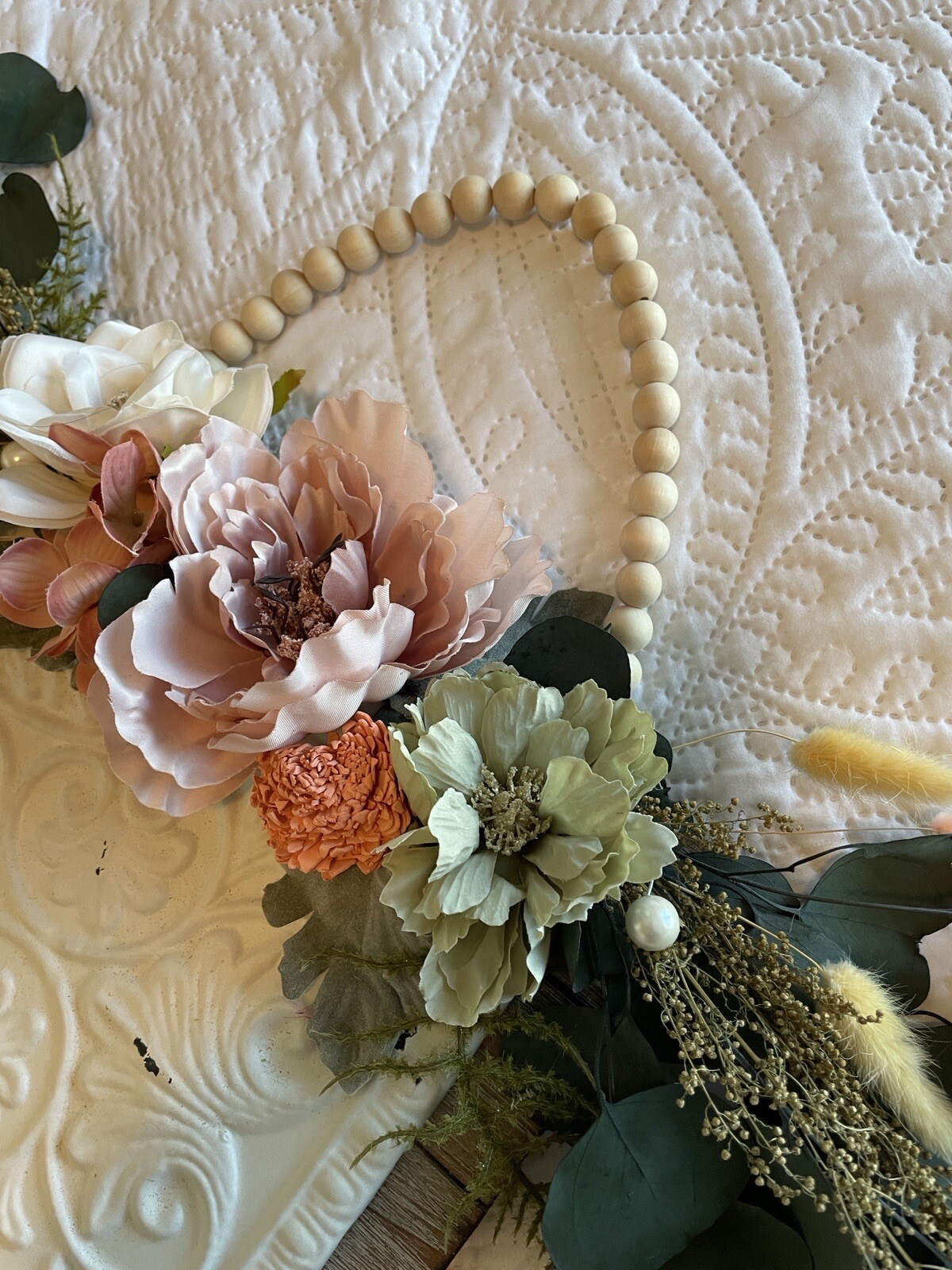 Metal plaque swag | Dried and artificial flower swag | Dried Flower wall decor