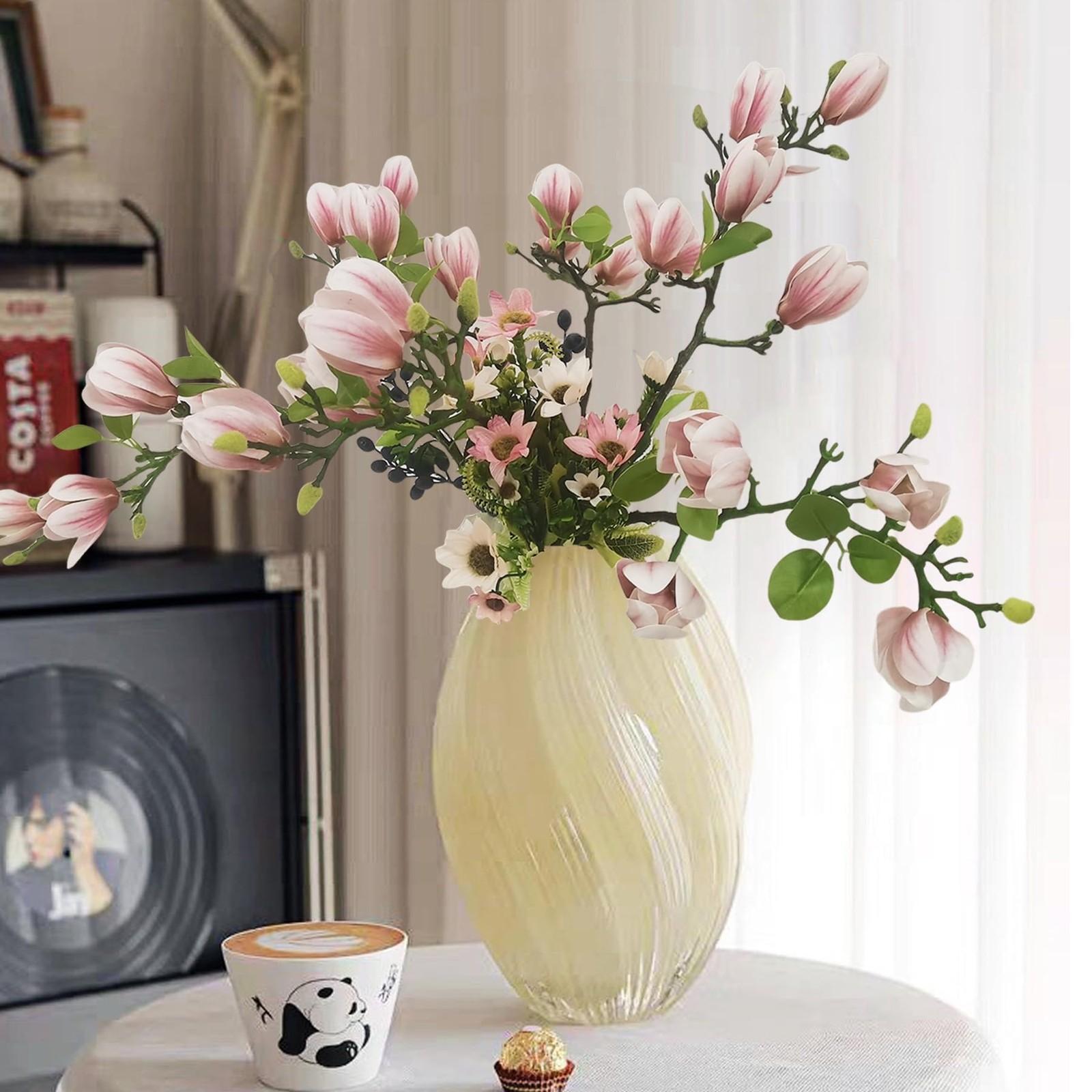 Magnolia Flowers Artificial Branches with Realistic Buds & Leaves