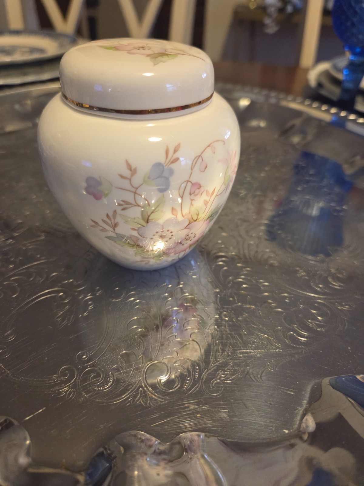 Vintage Stuart England Fine Bone China Porcelain Lidded Ginger Jar