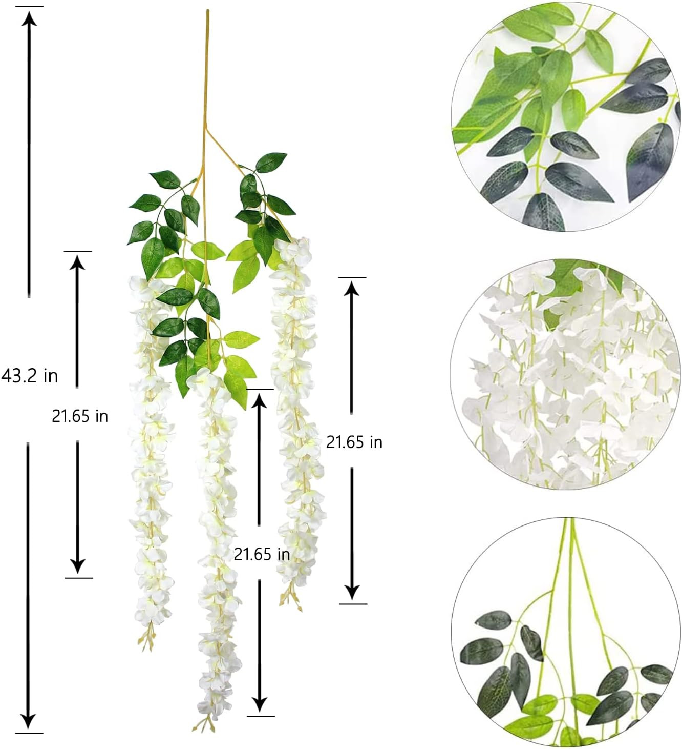 Wisteria Hanging Flowers 24 Pack Artificial Flowers Fake Wisteria Vine Rattan Ha