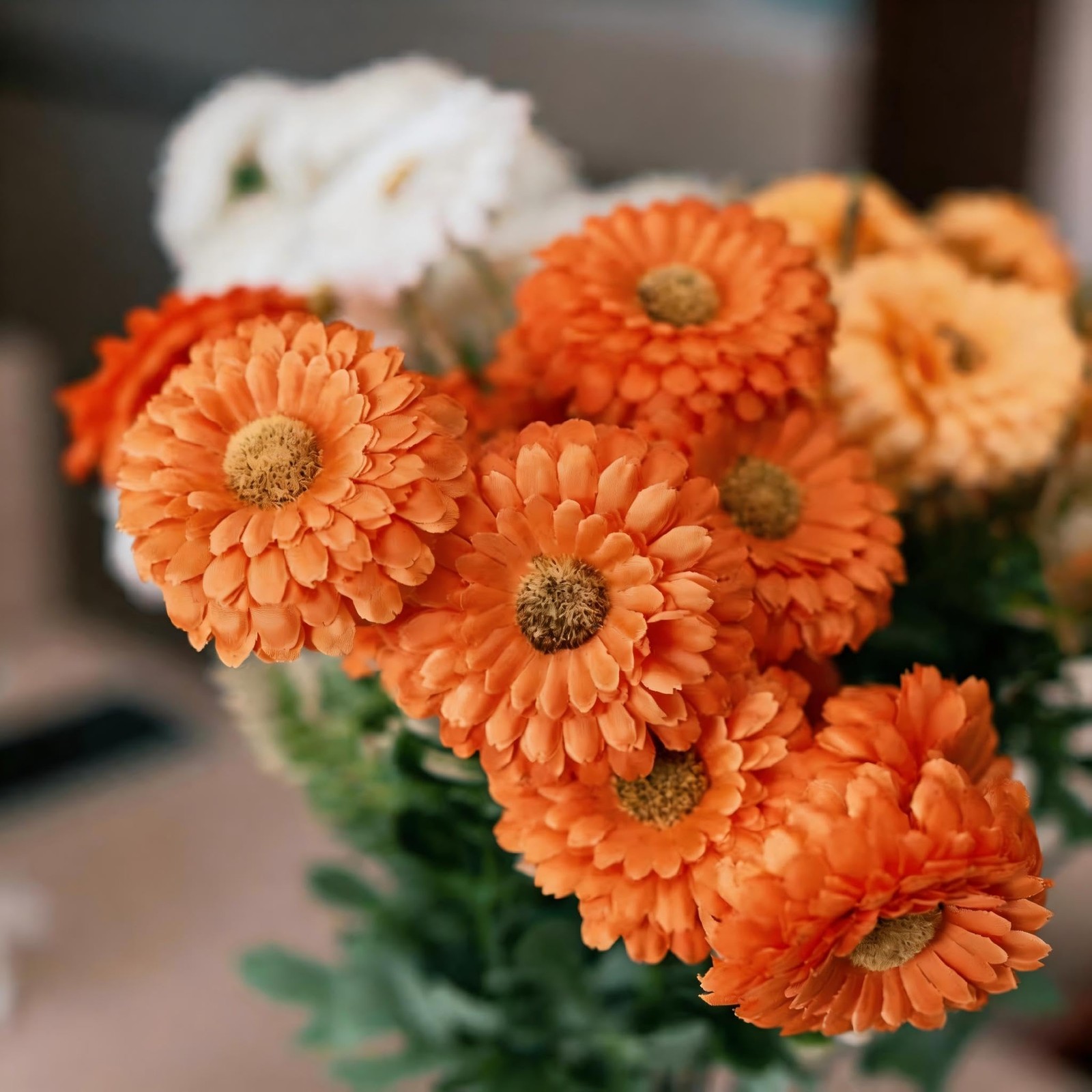 Artificial Mums, Outdoors Faux Fall Flowers Plants for Autumn Home Decor, 10 …