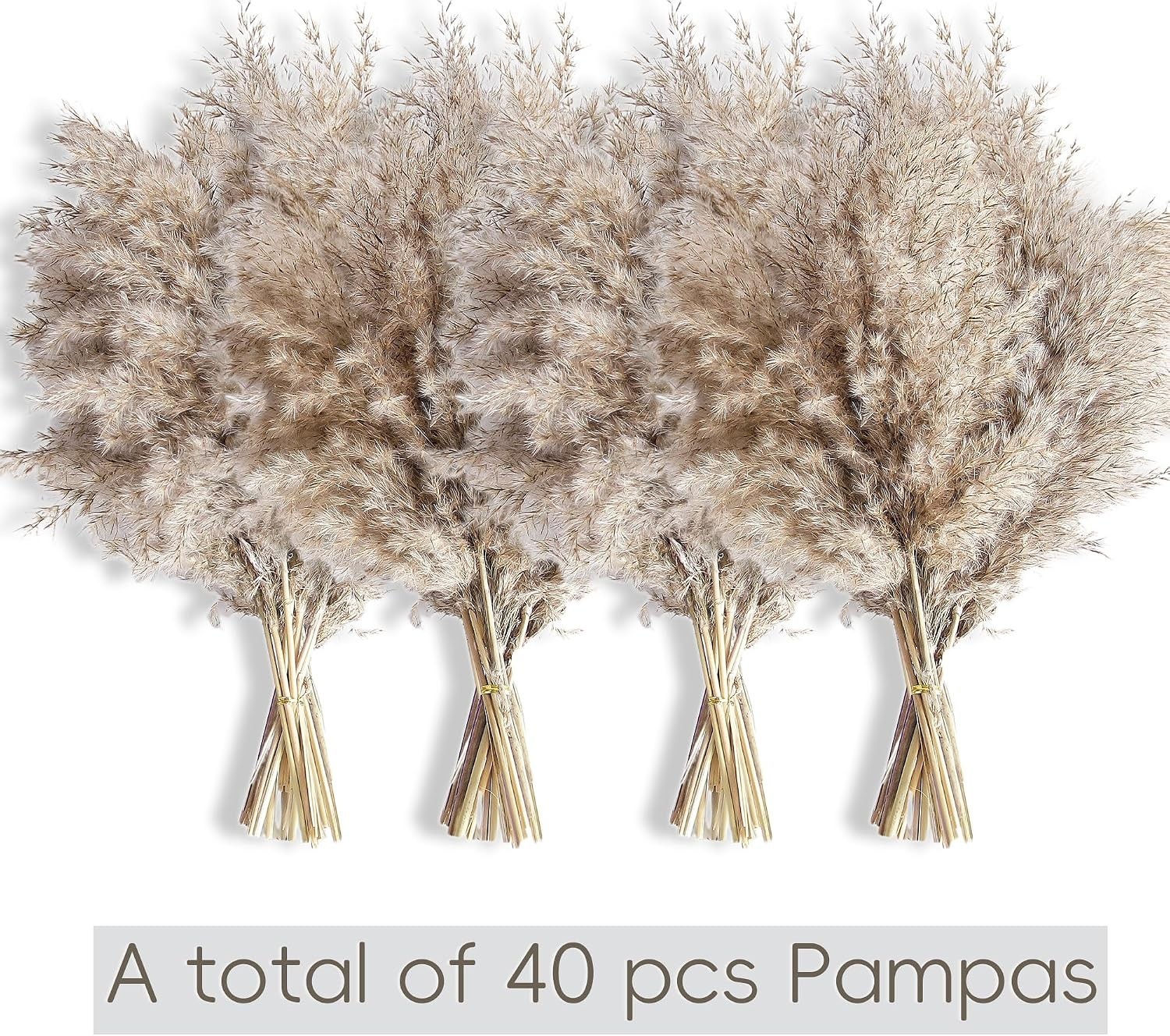 40 PCS Dried Pampas Grass Decor – Stylish Floor Vase Fillers & Wedding Accents