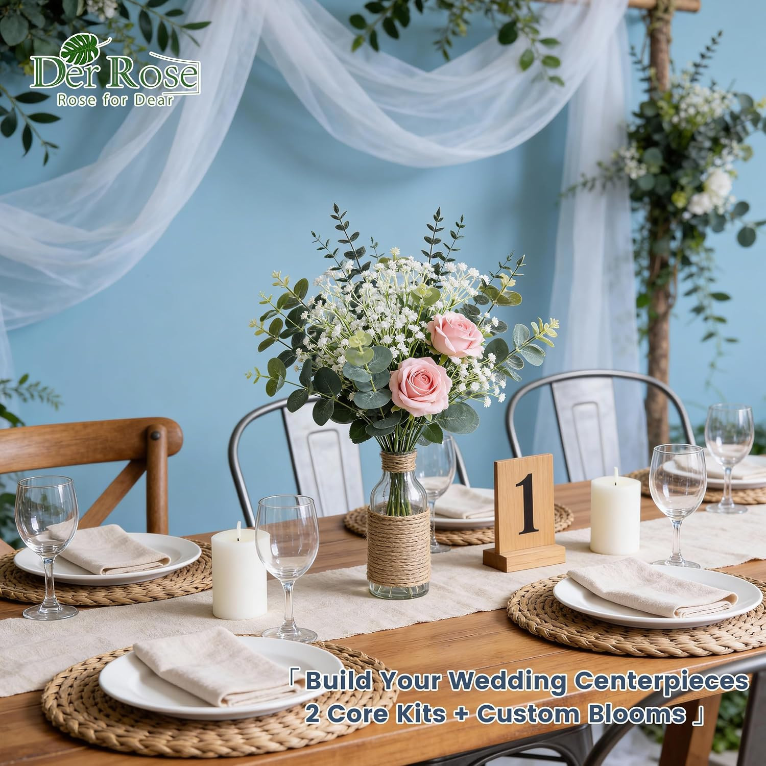 24Pcs Mixed Eucalyptus Stems and Faux Baby Breath, DIY Floral Stems | Mixed Euca