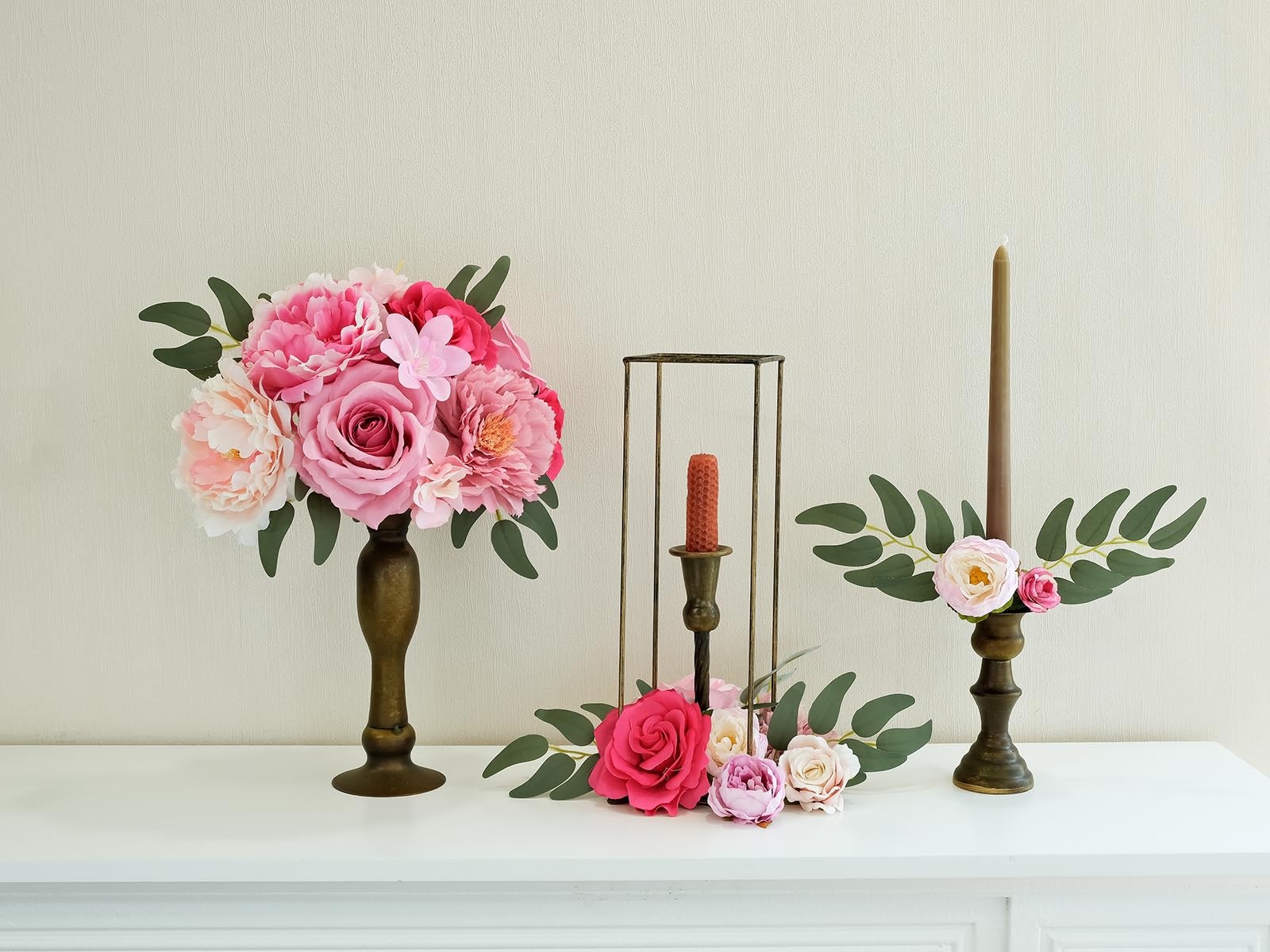 Artificial Flowers Pink Bouquets Box Set for DIY Bridal Wedding Shower Decora…