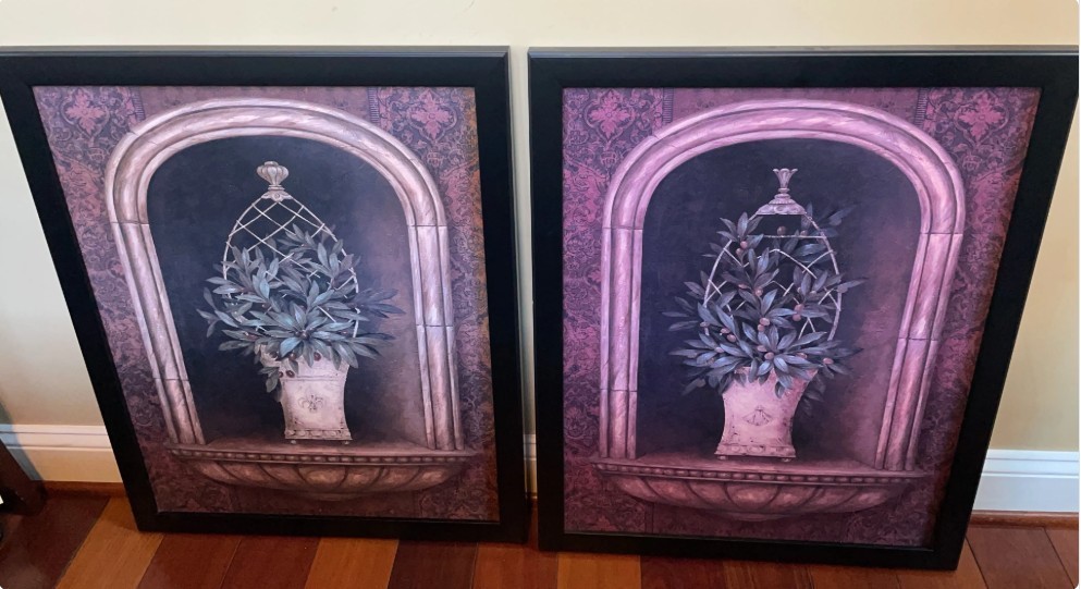 Set Of Purple Tone Prints “Olive Topiary Niches I & II” By Pamela Gladding RARE!