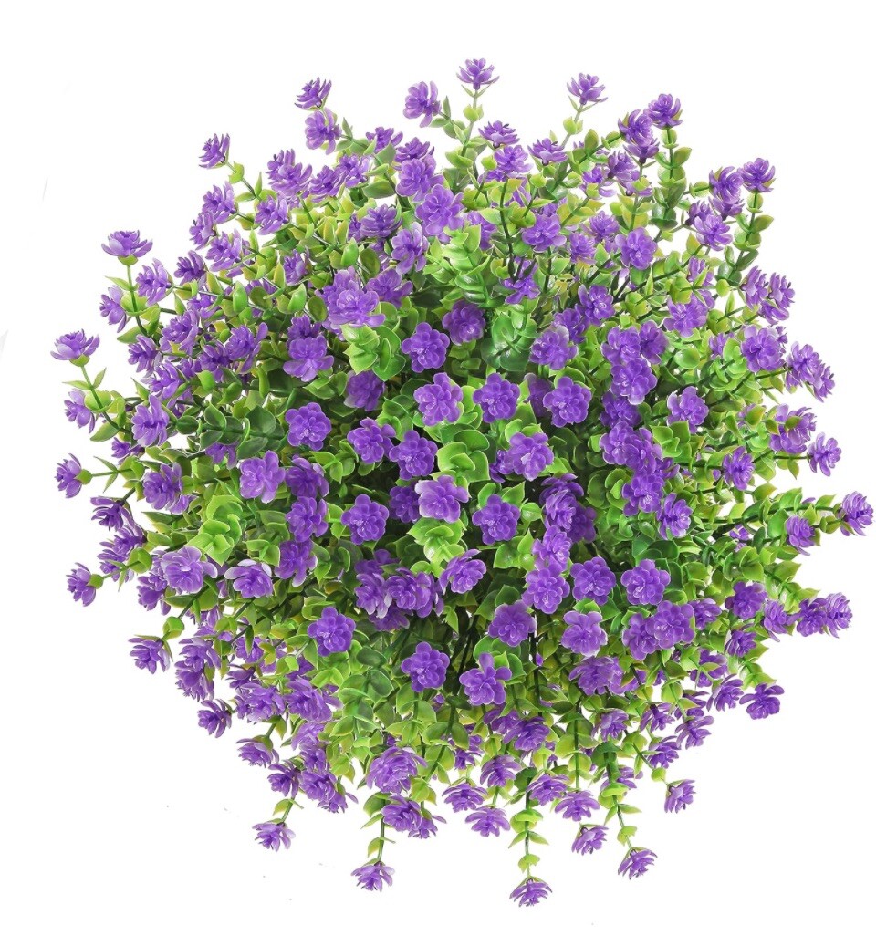 48 Bundles Artificial Fake Flowers, Faux Outdoor Plastic Plants UV Resistant Shr