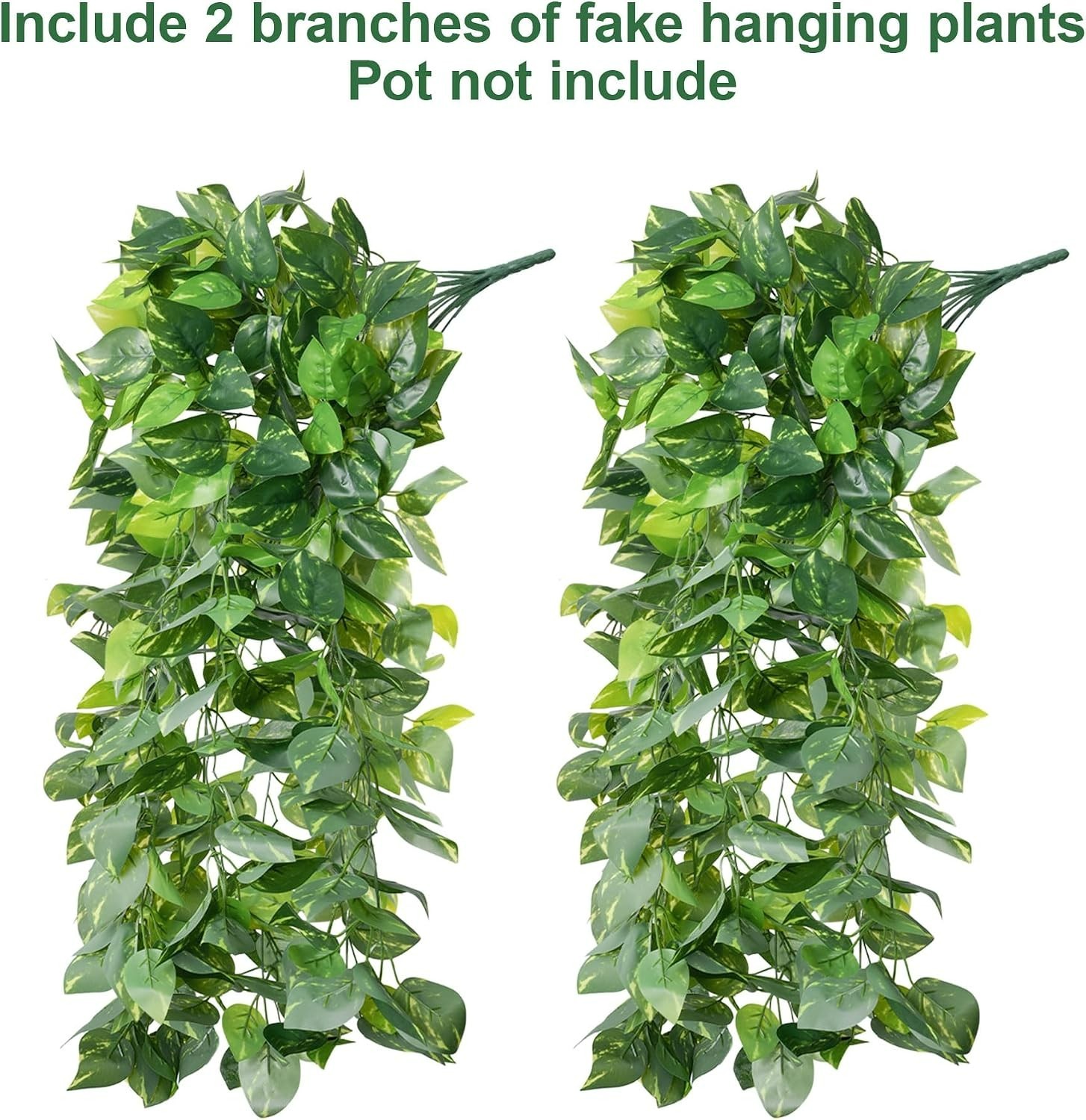 Lifelike Outdoor Faux Pothos Vines – 2 Pcs Green Decor for -Round Elegance