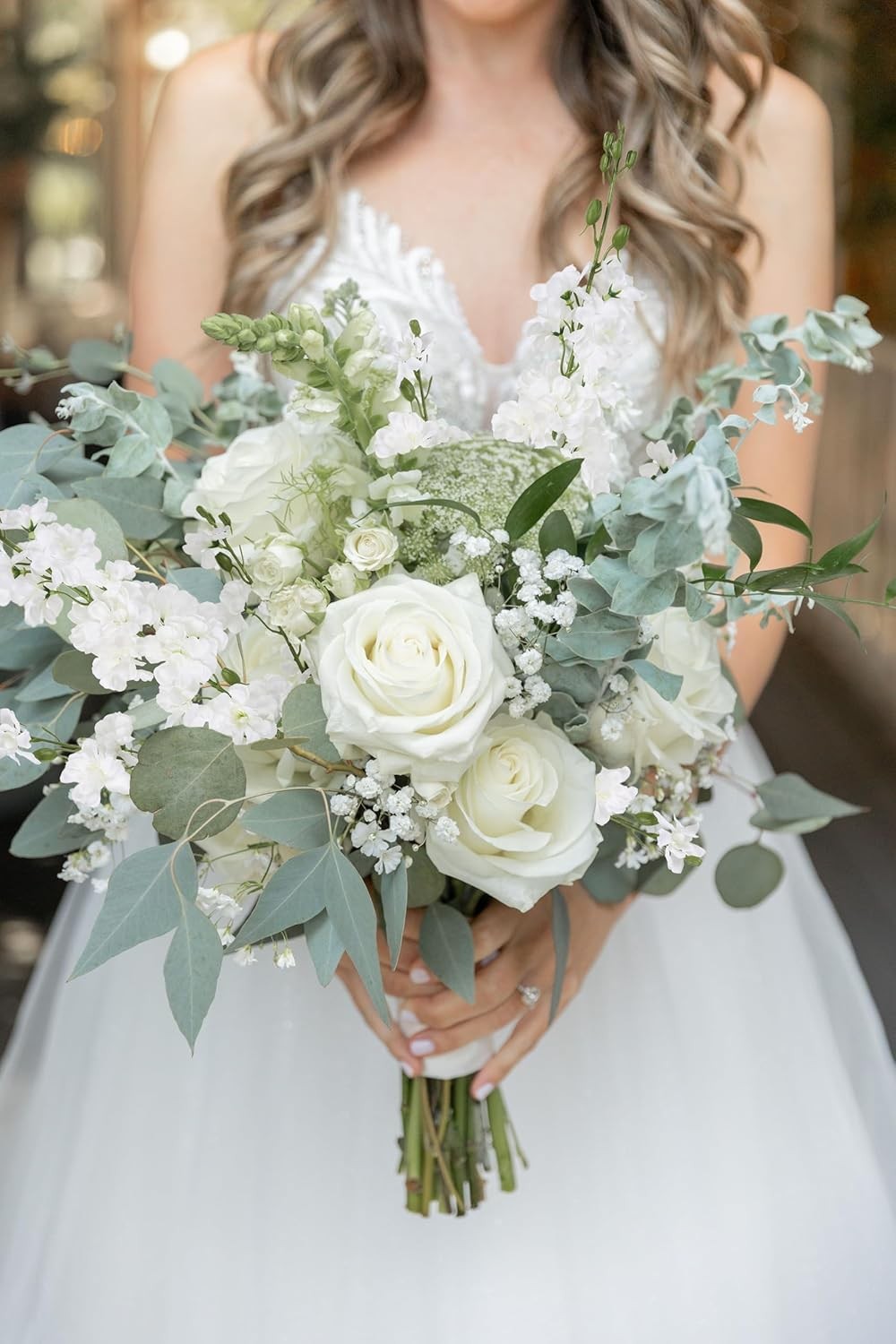White Delphinium Artificial Flowers 5PCS 38.5″ Tall Stems for Floor Vase