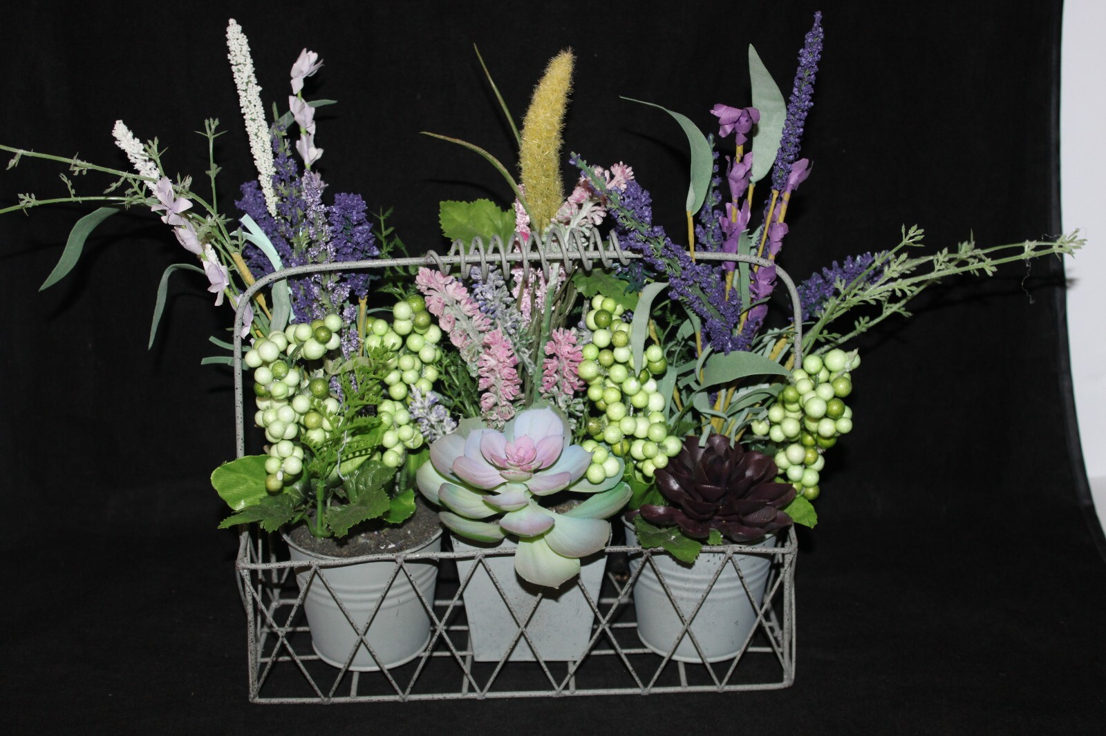 Mixed Artificial Succulent Arrangement in Metal Planter