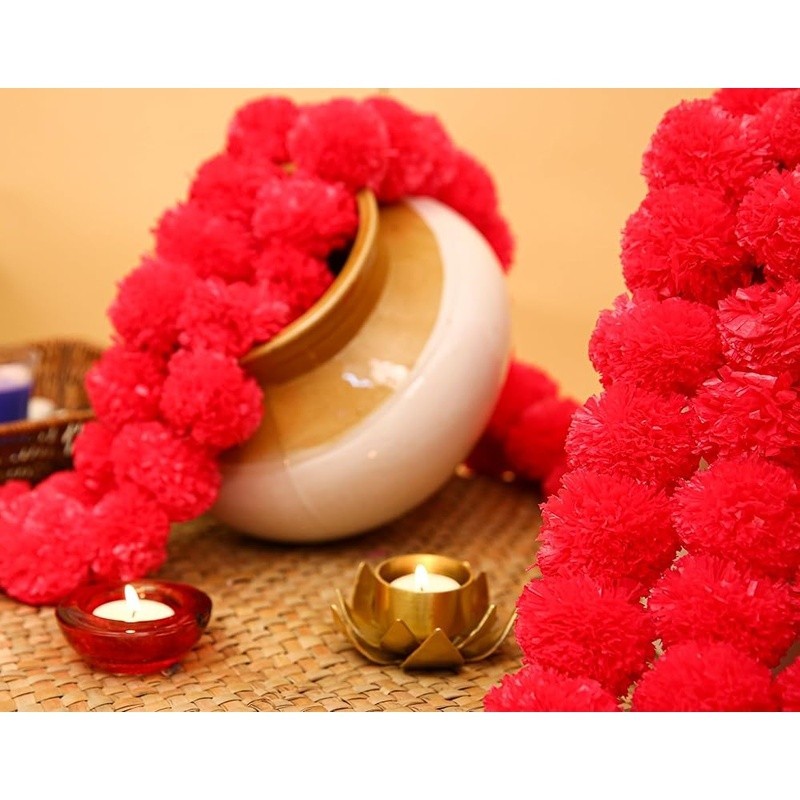 Vibrant Artificial Marigold Garland 15 Strands Wedding Diwali Festival Decor New