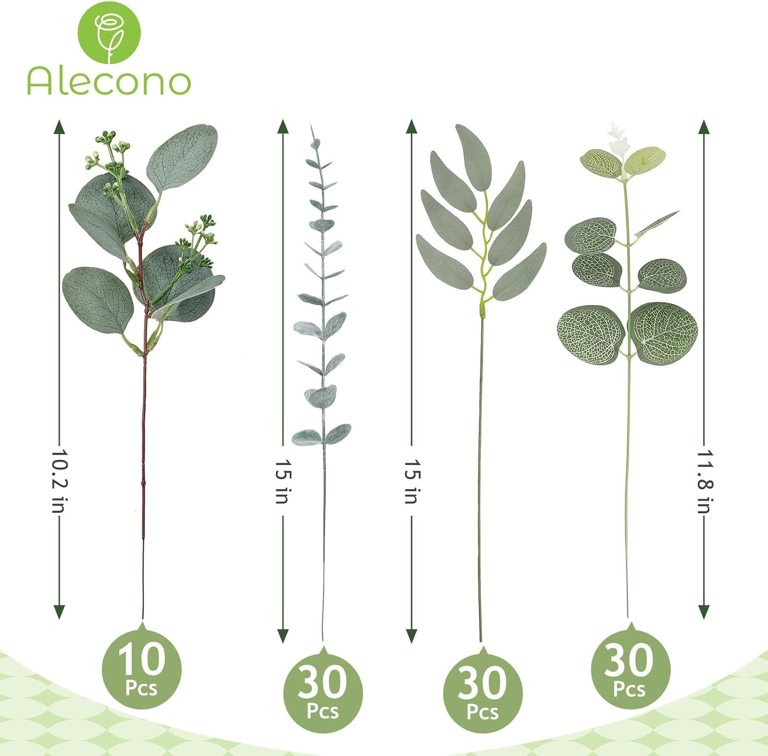 100Pcs Eucalyptus Leaves Stems – Faux Greenery for Weddings & Decor