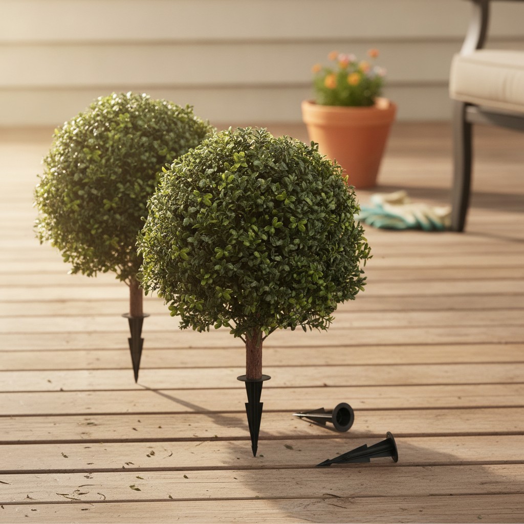 2 Pack UV Resistant Artificial Boxwood Plants Outdoor Topiary | Ultra Realist…