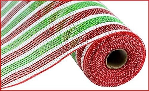 Tinsel Mesh ~ 10.5″ x 10 Yd ~ Red Lime Green White ~ NEW FACTORY SEALED Lot of 2