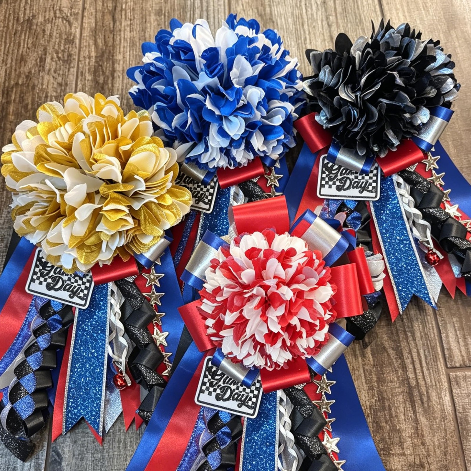 4 Pcs 6.7 In Silk Chrysanthemums Artificial Homecoming Mum Flowers Kit