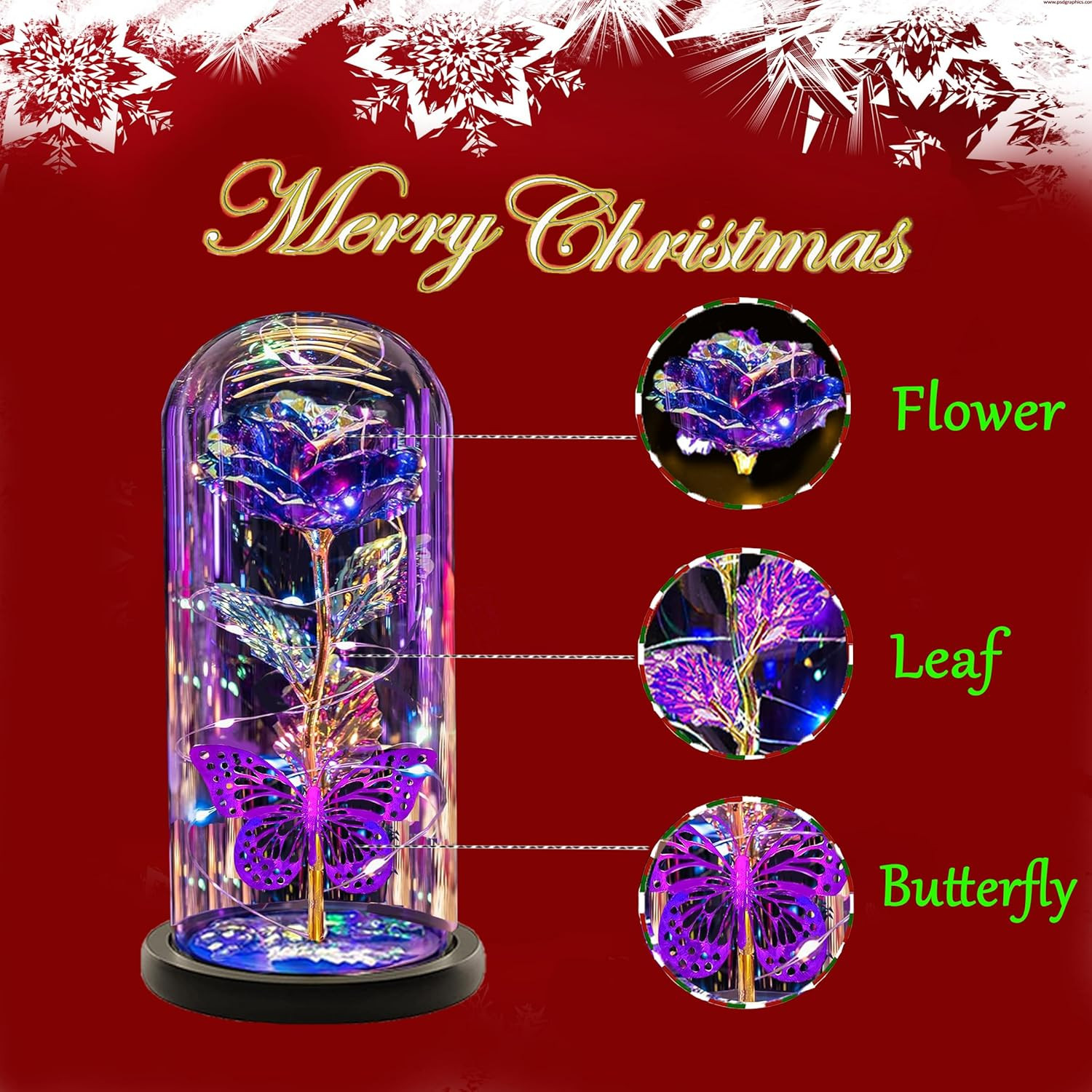 Mothers Day Rose Gifts for Mom Women, Glass Flower Rose Gifts Forever Eternal Cr