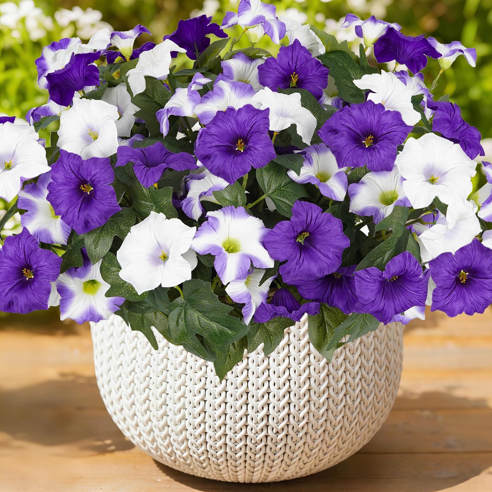 Artificial Flowers for Outdoors, Faux Petunias Spring Summer Decoration, Fake…